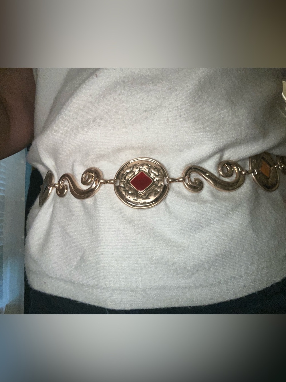 House of Harlow 1960 Gold-Tone Belt with Red Accents - Picture 2 of 5